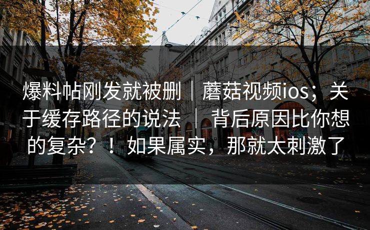 爆料帖刚发就被删｜蘑菇视频ios；关于缓存路径的说法 ｜ 背后原因比你想的复杂？！如果属实，那就太刺激了