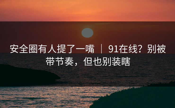 安全圈有人提了一嘴 ｜ 91在线？别被带节奏，但也别装瞎