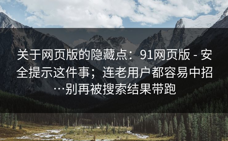关于网页版的隐藏点：91网页版 - 安全提示这件事；连老用户都容易中招…别再被搜索结果带跑