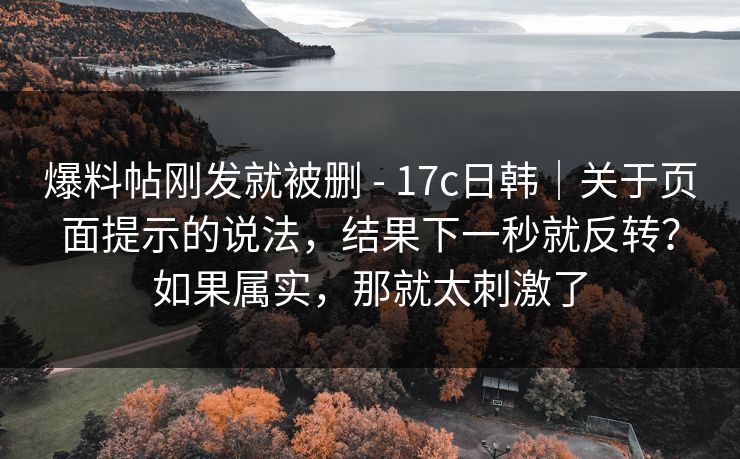 爆料帖刚发就被删 - 17c日韩｜关于页面提示的说法，结果下一秒就反转？如果属实，那就太刺激了  第1张