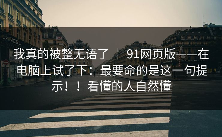 我真的被整无语了 ｜ 91网页版——在电脑上试了下：最要命的是这一句提示！！看懂的人自然懂  第1张